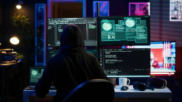 istock Hacker arriving in hidden underground shelter, prepared to launch DDoS attack 2170879228