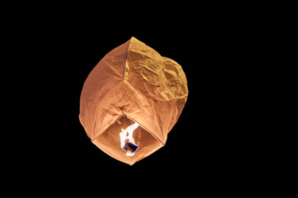 A collection of captivating images featuring sky lanterns being released into a dark night sky during a festive celebration. The glowing paper lanterns, illuminated by small flames, gently ascend, creating a stunning display of light and culture. These images capture the spirit of traditional events where lanterns symbolize hope, dreams, and spiritual renewal.