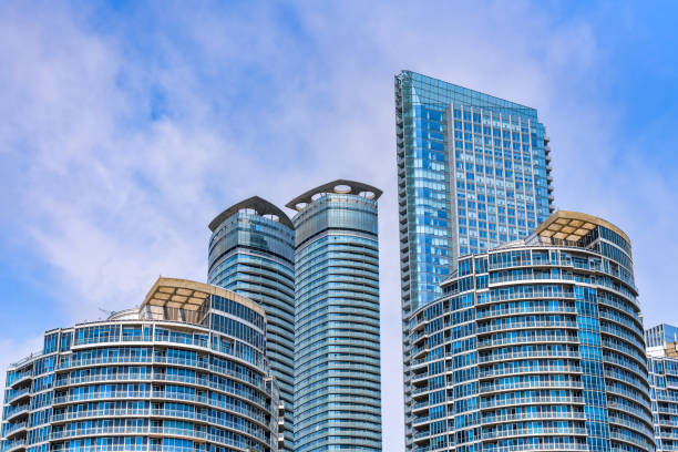 Toronto, Canada - September 10, 2024: A group of skyscraper residential buildings in the downtown district