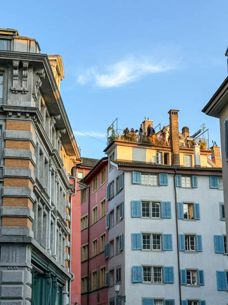 Zurich, Switzerland - July 26, 2024: Restaurants and patios in Zurich Switzerland