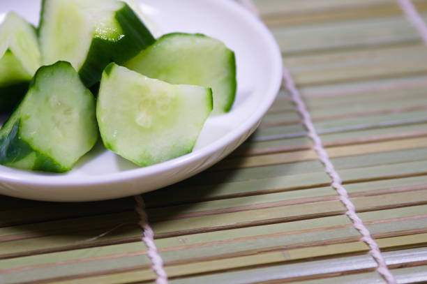 A colorful array of cucumbers. It looks bright and will brighten up your dining table.