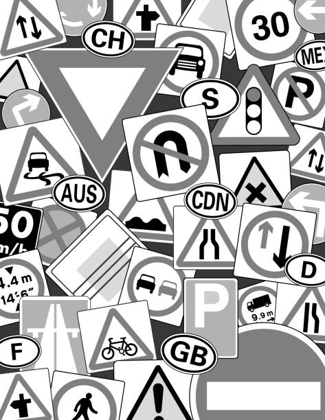 istock A Unique and Diverse Collection of Traffic Signs Presented in Black and White Format 2170906928