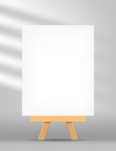 istock canvas frame artistic rectangle with easel for art painting, picture canvas and wooden stand 2170910142