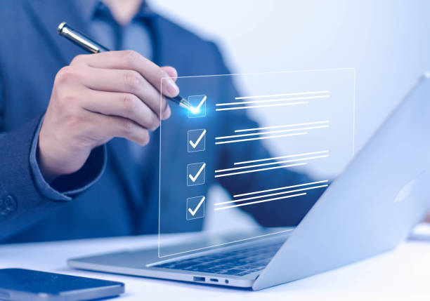 istock Businessman using laptop Concept of business performance tracking and evaluationSurvey Check Business Work Computer Document Answer Form Online 2170913739