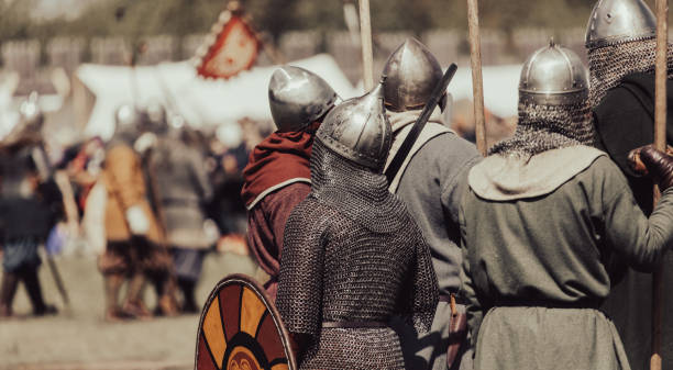 istock Knights in armor with weapons at war 2170916775