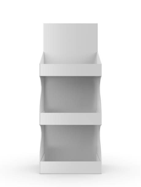 istock Blank white POS POI cardboard blank empty displays with shelves. 2170919707