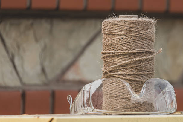 Repair works. Handy materials. Laying tiles. The work of a builder. Craft workshop. Jute products. Goods for creativity.