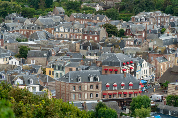 City view of Etretat, a commune in the Seine-Maritime department in the Normandy region of Northwestern France