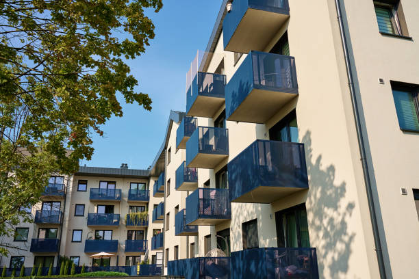 istock Modern apartment building with balconies on sunny day 2170923136