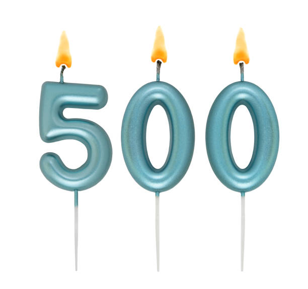 istock Blue birthday candles isolated on white background, number 500 2170924017