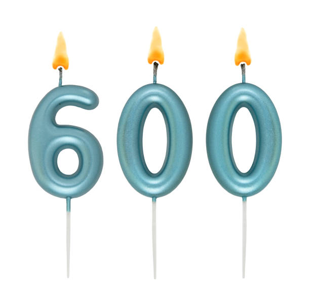 istock Blue birthday candles isolated on white background, number 600 2170924019