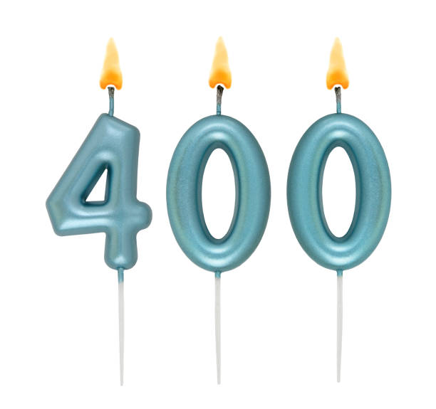 istock Blue birthday candles isolated on white background, number 400 2170924028