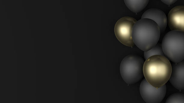 istock Golden balloons on black background. Black Friday. Blank. 2170924629
