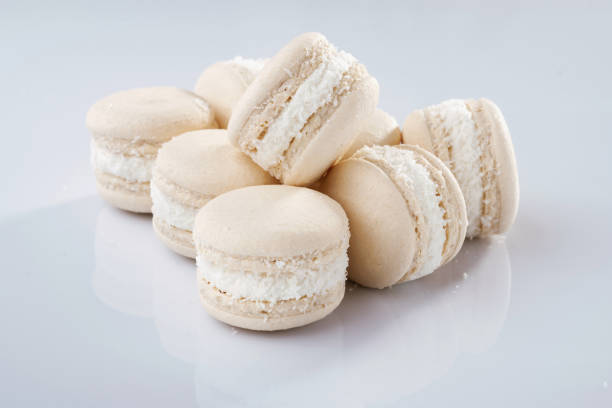 istock Close up view. Bunch of macarons on the white surface 2170926227