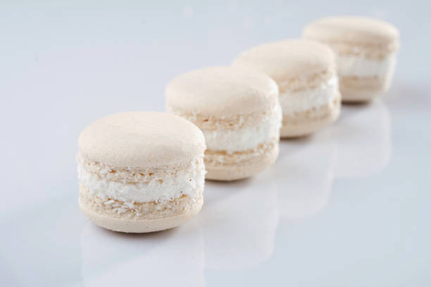 istock Close up view. Bunch of macarons on the white surface 2170926240