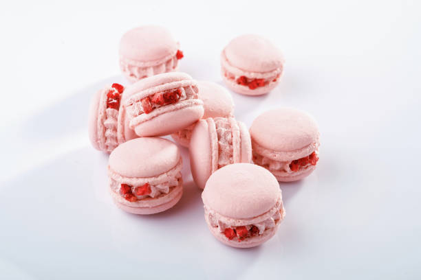 istock Pink colored. Bunch of macarons on the white surface 2170926257