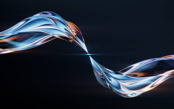 istock Dark transparent glass curves background, 3d rendering. 2170926931