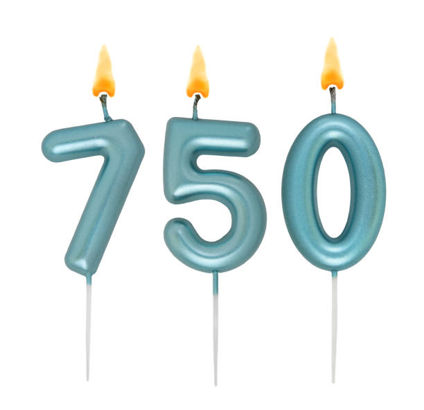 istock Blue birthday candles isolated on white background, number 750 2170927957
