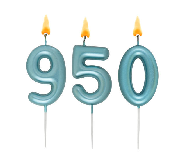 istock Blue birthday candles isolated on white background, number 950 2170927958