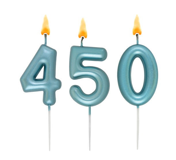istock Blue birthday candles isolated on white background, number 450 2170927968