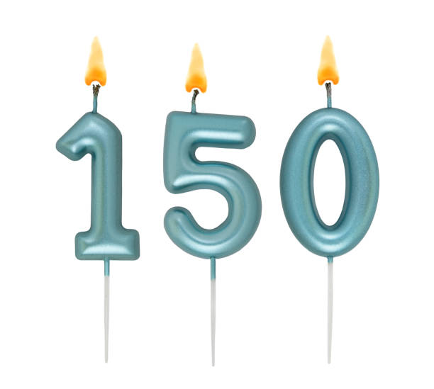 istock Blue birthday candles isolated on white background, number 150 2170927972