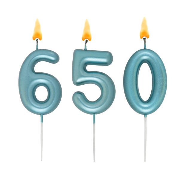 istock Blue birthday candles isolated on white background, number 650 2170927975