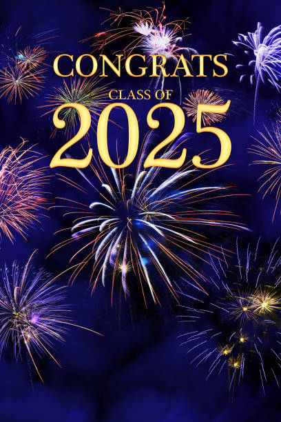 istock CONGRATS CLASS of 2025 lettering with beautiful fireworks 2170929677