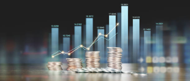 istock Stack of coin with trading graph, financial investment concept 2170930321