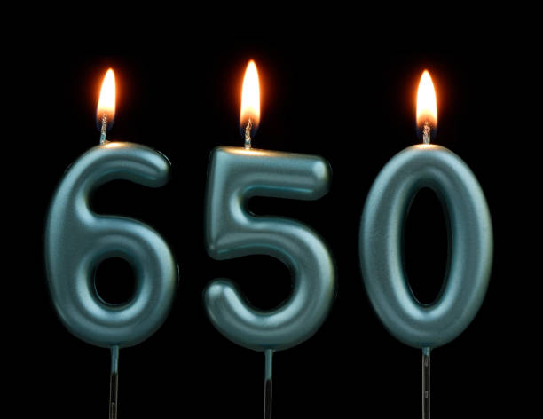 istock Blue birthday candles isolated on black background, number 650 2170930842