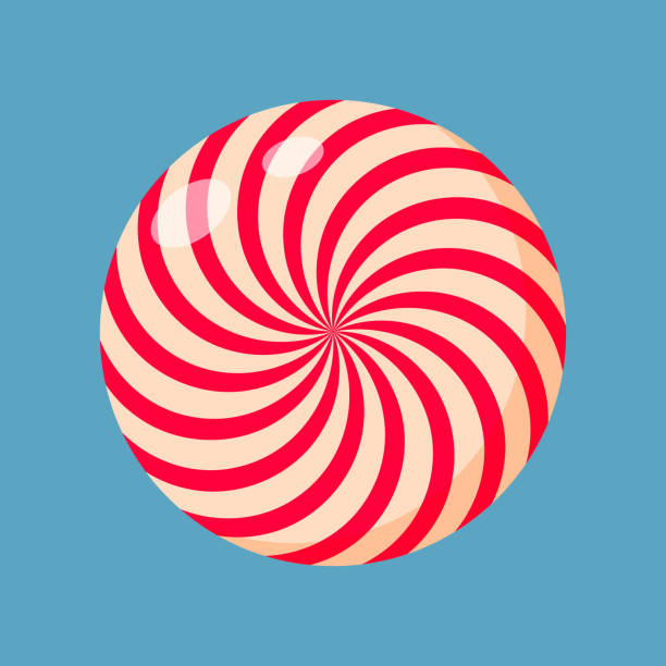 istock Christmas candy isolated. Peppermint round candy red and white. Swirl caramel without wrapper. 2170931500