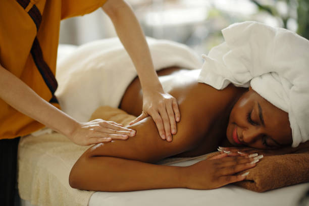 istock Receiving Relaxing Massage on Professional Table 2170937773