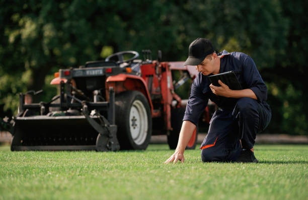 istock Touching the grass, quality control. Man is with utility tractor with grass cutter and aerator equipment on the field 2170941343
