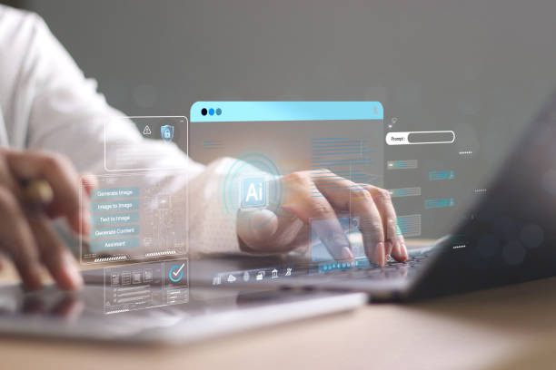 istock Chat with AI or Artificial Intelligence. Young businesswoman chatting with a smart AI or artificial intelligence using an artificial intelligence chatbot developed by OpenAI. 2170942316
