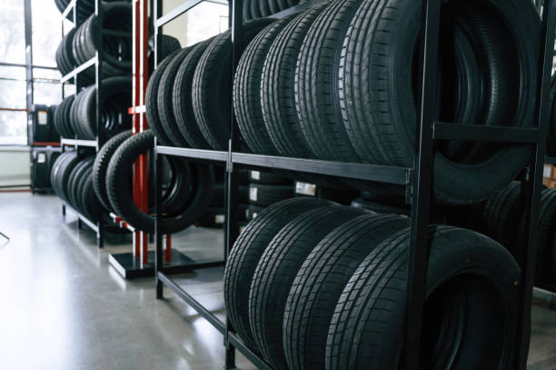 istock New tires are placed on the storage rack in the car workshop 2170942343