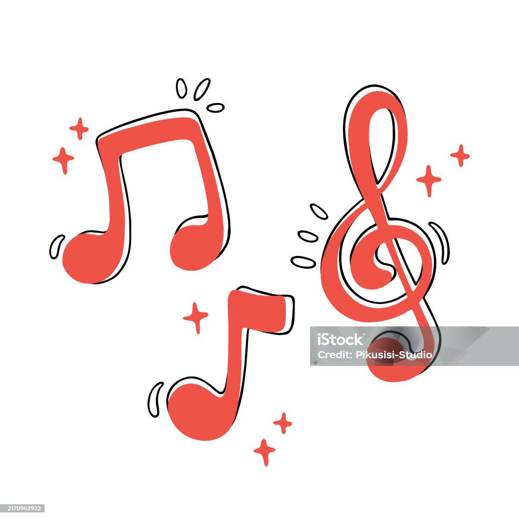 Music Time Cartoon Note Music Note Cartoon Style On White Isolated Background Stock ...