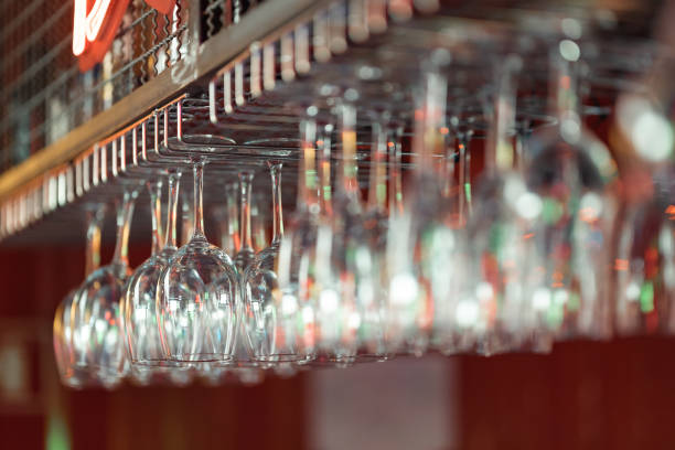 istock Hanging wine glasses at the bar 2170943009