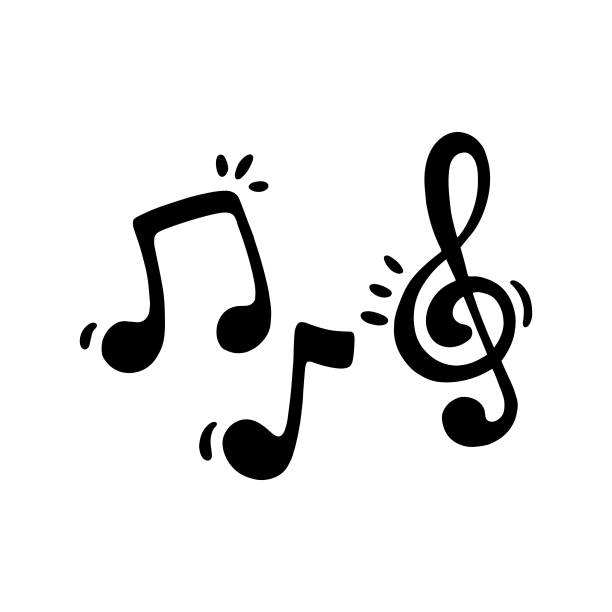 music note icon in flat style on white isolated background. - müzik stock illustrations