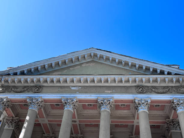 istock The gable triangular roof of a large building. 2170946457