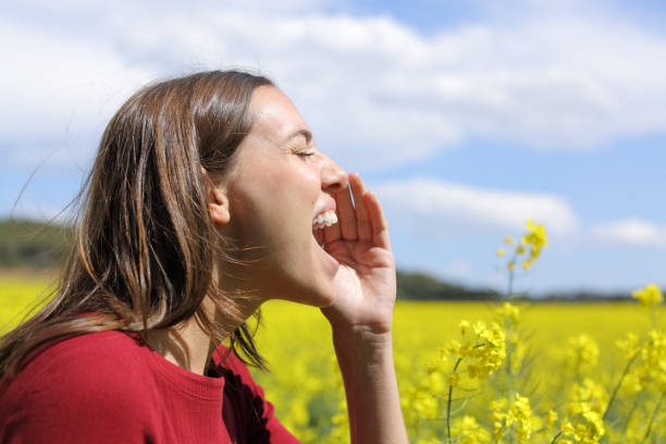 istock Woman screaming in a flowers field 2170948051
