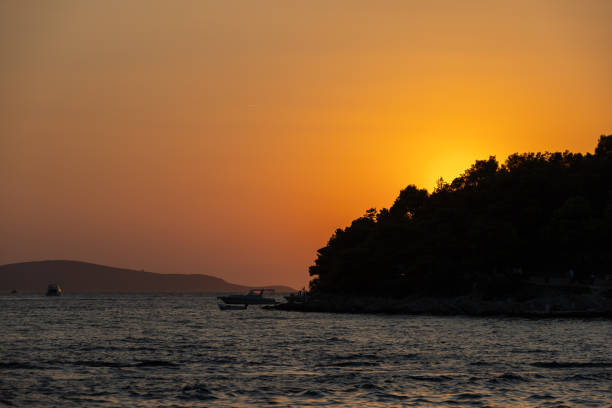 Sunset landscape from Hvar Island.Hvar Town - Croatia.