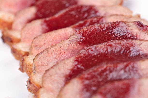 Duck breast roast poultry fresh natural product tasty snack delicious gourmet food background on the table rustic top view copy space