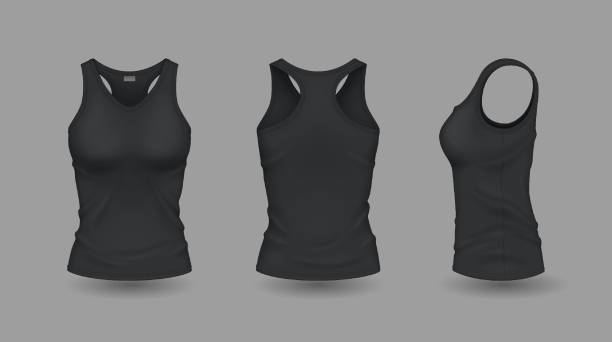 istock Dark women sleeveless shirts with logo mockup illustrations 2170950141