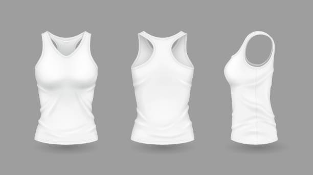 istock White women tank tops with brand mockup illustration set 2170950144
