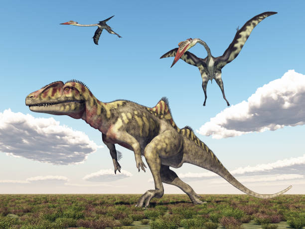 istock Dinosaur Concavenator and pterosaur Quetzalcoatlus 2170951145