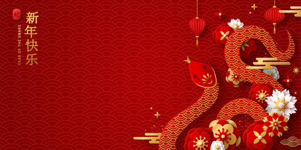 ilustraciones, imágenes clip art, dibujos animados e iconos de stock de feliz año nuevo 2025 serpiente - 2025