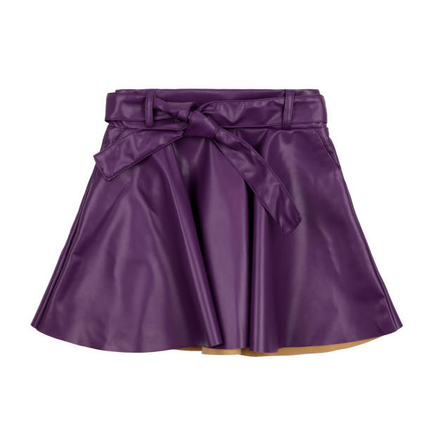 istock Children's purple leather skirt on white background 2170952821