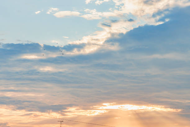 Beautifully colored sky and clouds at dusk