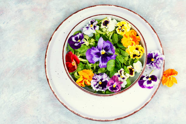 istock Vegetable salad with edible flowers. 2170958763