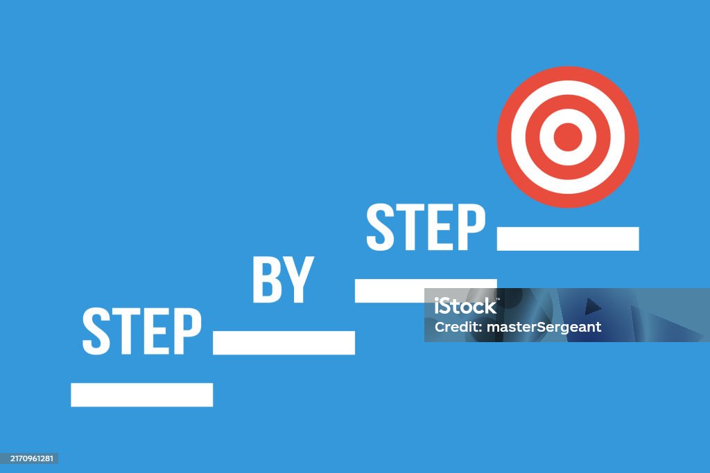 Target Step Step By Step Up To Business Goal Or Personal Target Flat Vector Success ...