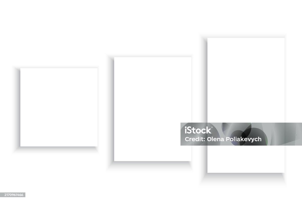 Blank Rectangular Paper Set Shadowed Floating Sheets Simple White ...